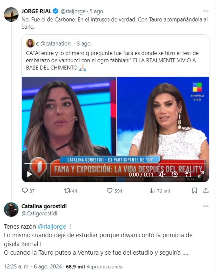 Inesperado ida y vuelta de Jorge Rial con Catalina Gorostidi de Gran Hermano: el motivo