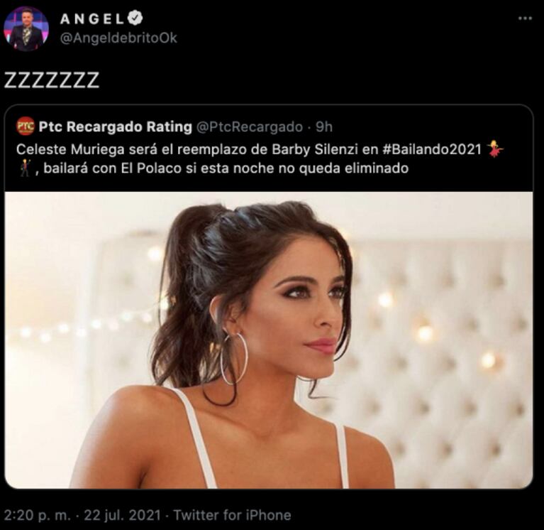 Irónica reacción de Ángel de Brito al enterarse de que Celeste Muriega reemplazará a Barby Silenzi: "Zzzz"