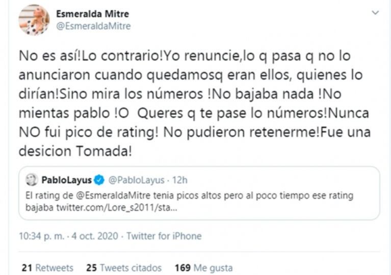 Irónica reacción de Ángel de Brito luego de que Esmeralda Mitre afirme que renunció al Cantando: "Yo renuncié a un Oscar"