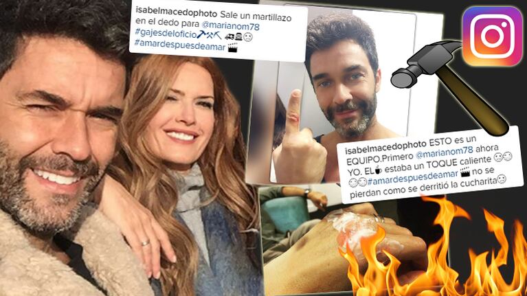Isabel Macedo y Mariano Martínez tuvieron una jornada de grabación accidentada (Foto: Instagram)