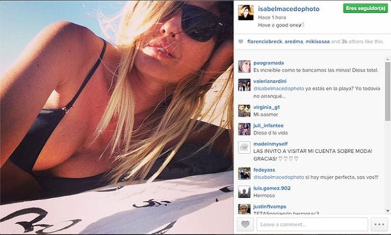 Isabel Macedo y una selfie playera a pura provocación. (Foto: Instagram)