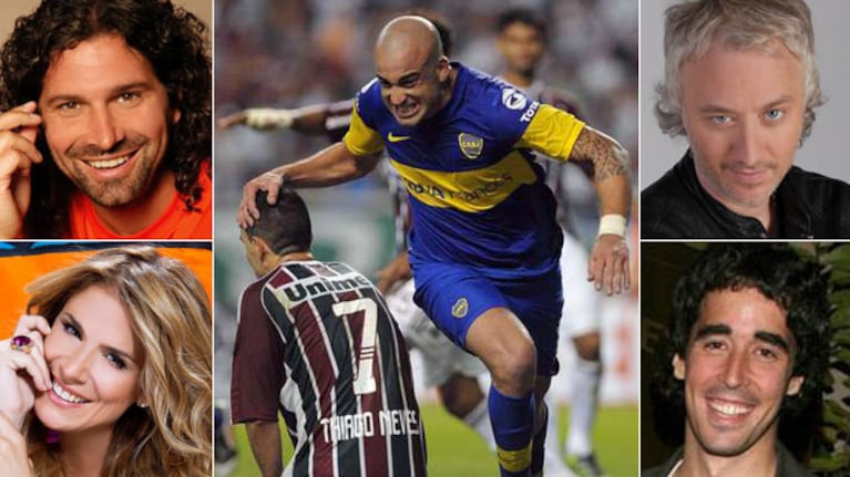 Iván Noble, Flavia Palmiero, Andy Kusnetzoff y Nacho Viale: cuatro boquenses que festejaron en Twitter. (Fotos: Olé y Web)