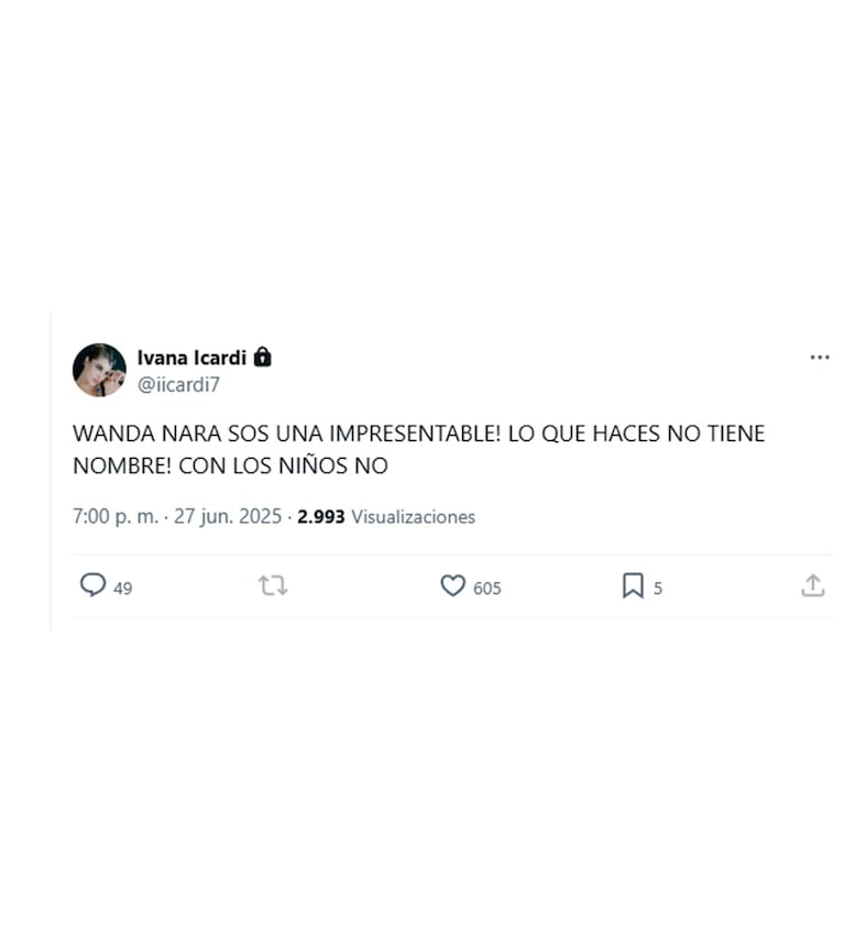 Ivana Icardi furiosa con Wanda Nara: “¡Con los niños no!”
