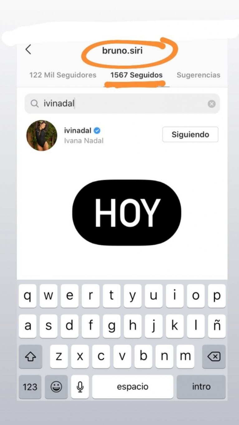 Ivana Nadal borró las fotos con Bruno Siri en Instagram ¡y dejó de seguirlo! 