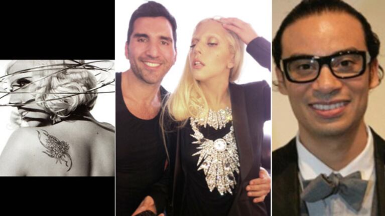 Izq: Lady Gaga, por Sebastián Faena. Centro: Rodrigo Otazu con Gaga. Der: Víctor de Souza, otro elegido por la Diva.