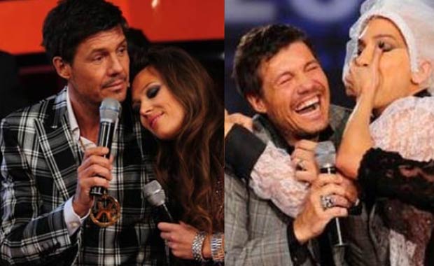 Izquierda: Marcelo, con Coki Ramírez. Derecha: Tinelli, acosado por Flavio Mendoza. (Fotos: Ideas del Sur)