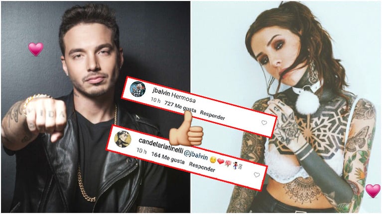 J Balvin le dio "me gusta" a una foto sexy de Candelaria Tinelli y ella le contestó (Fotos: Web e Instagram)