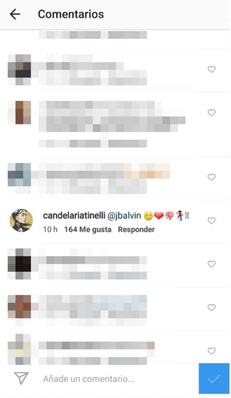 J Balvin le escribió "hermosa" a Cande Tinelli en una foto sexy y ella le contestó con emojis