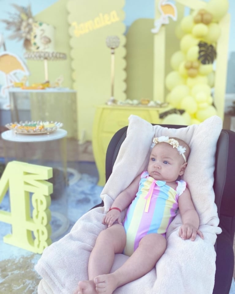 Jamaica, la hija de L-Gante y Tamara Báez, cumplió 4 meses: las fotos del festejo