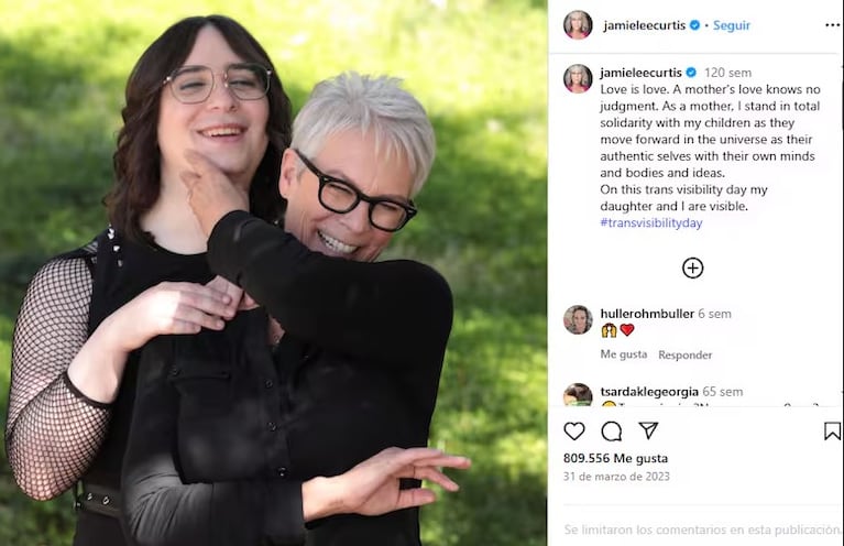 Jamie Lee Curtis con su hija | Créditos: Instagram @jamieleecurtis
