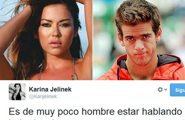 Jelinek, enojadísima con Delpo. (Fotos: Web y Twitter)
