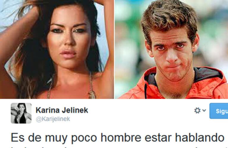 Jelinek, enojadísima con Delpo. (Fotos: Web y Twitter)