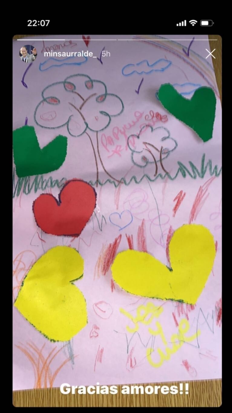 Jésica Cirio mostró la tierna sorpresa que su hija le preparó a Martín Insaurralde: "Pintando para papá"