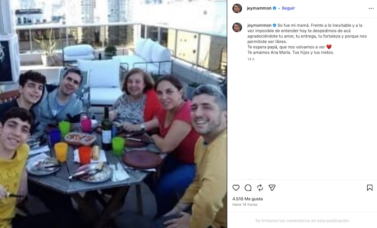 Jey Mammon se despidió de su madre (Foto: Instagram @jeymammon)