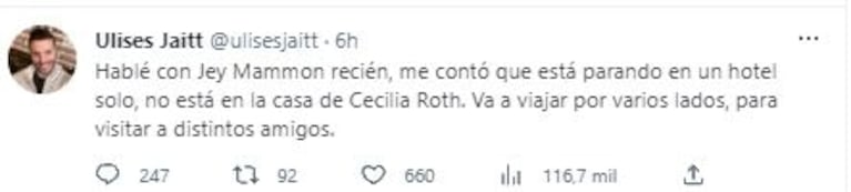 Jey Mammon se habría hospedado en la casa de Cecilia Roth en Madrid: "Es una amiga incondicional"