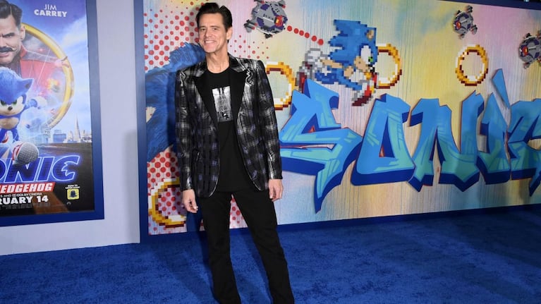 Jim Carrey en el estreno de Sonic. (Foto: AFP)