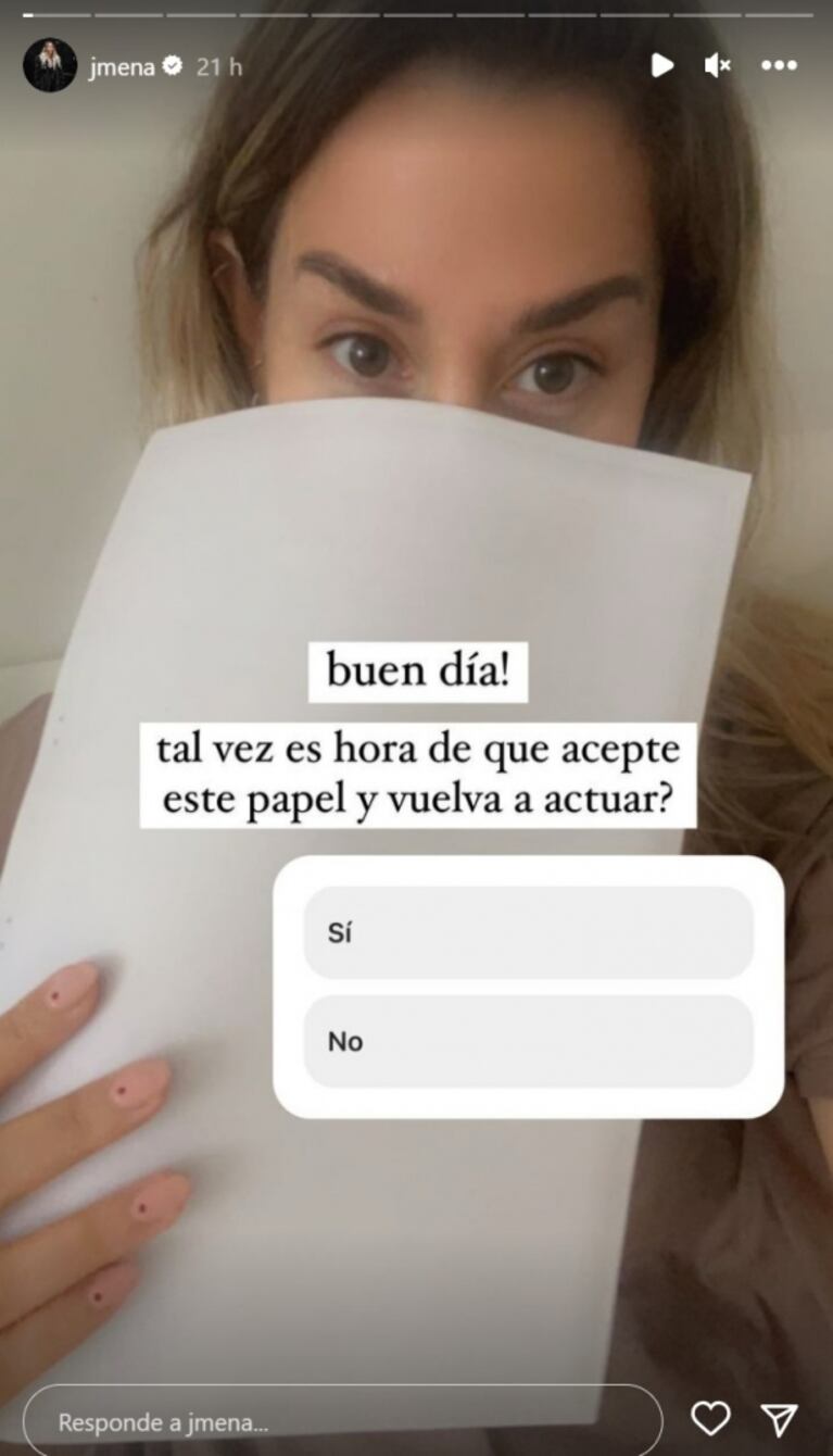 Jimena Barón analiza volver a actuar y les pidió un consejo a sus fans