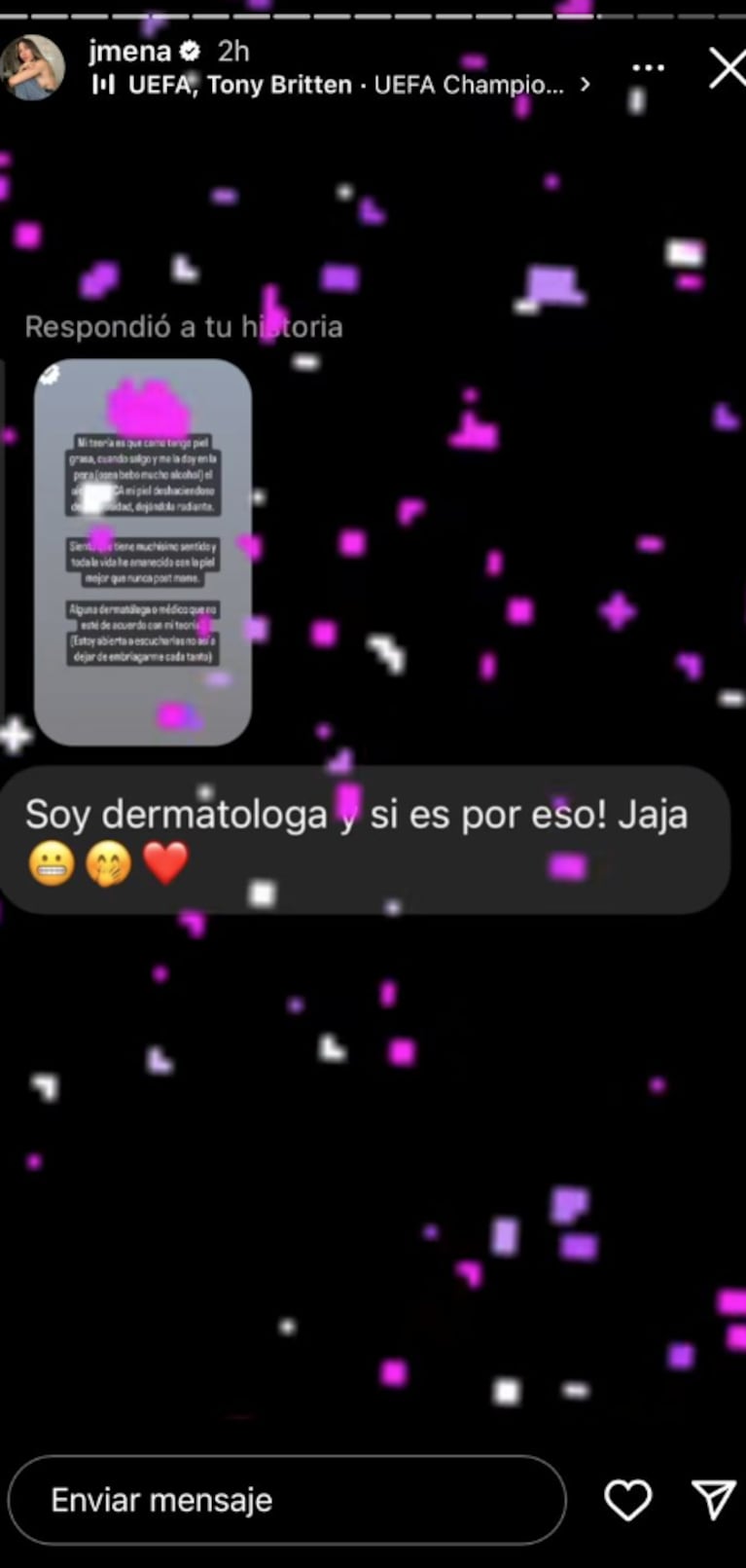 Jimena Barón contó por qué cuando se emborracha se levanta con la piel divina: la reacción de una dermatóloga