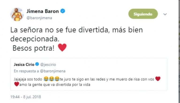 Jimena Barón contó que la confundieron con Jésica Cirio: "Le expliqué que no era yo y se bajoneó"