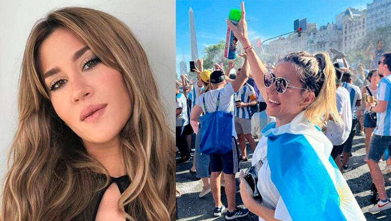 Jimena Barón, feliz por el triunfo de la Selección, fue a entrenar con este outfit bien argentino.
