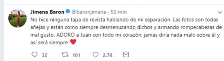 Jimena Barón, furiosa por la tapa de Pronto sobre su ruptura de Del Potro: "Jamás diría nada malo sobre él"