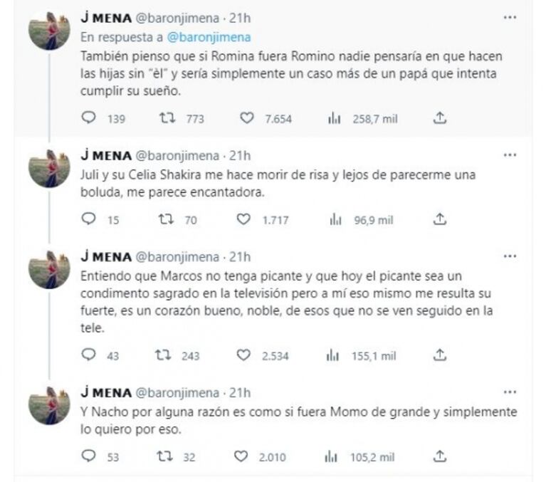 Jimena Barón habló de Romina, Julieta, Nacho y Marcos: uno por uno, qué piensa de los finalistas de Gran Hermano