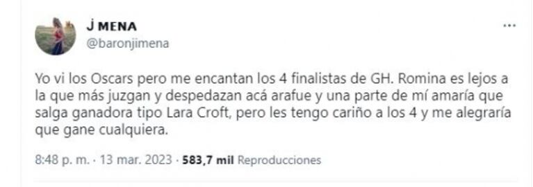 Jimena Barón habló de Romina, Julieta, Nacho y Marcos: uno por uno, qué piensa de los finalistas de Gran Hermano
