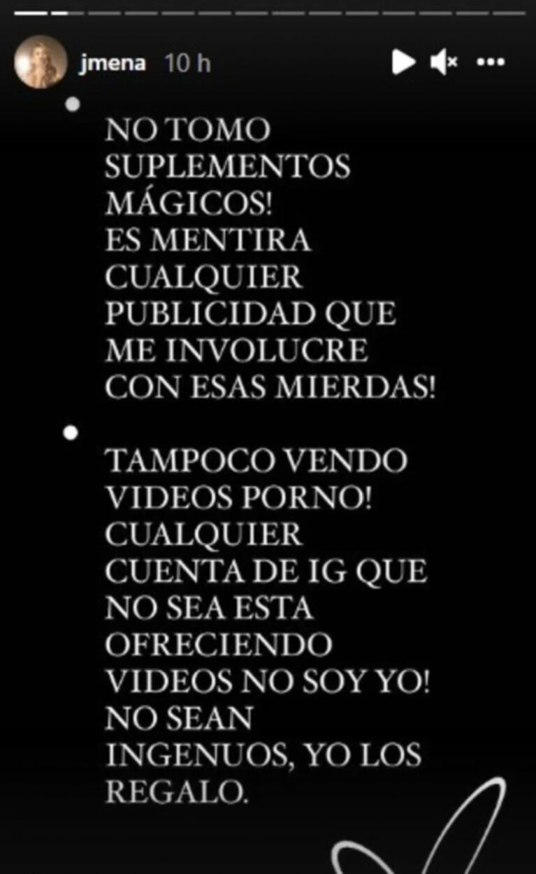 Jimena Barón hizo un contundente descargo contra las cuentas falsas que se hacen pasar por ella