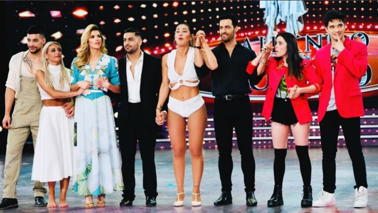 Jimena Barón, Mery el Cerro, Sol Pérez y Julián Serrano con Sofi Morandi; sentenciados en Bailando 2018 (Foto: Prensa LaFlia)