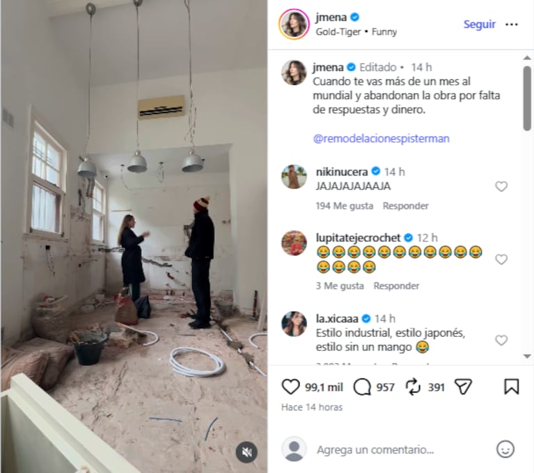 Jimena Barón mostró cómo avanzó la remodelación de su vivienda tras su viaje al Mundial