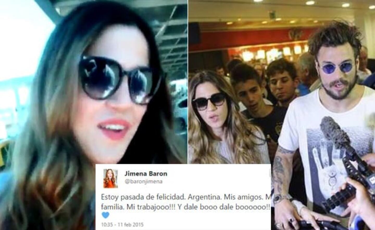 Jimena Barón, ni bien pisó suelo argentino. (Fotos: Twitter)