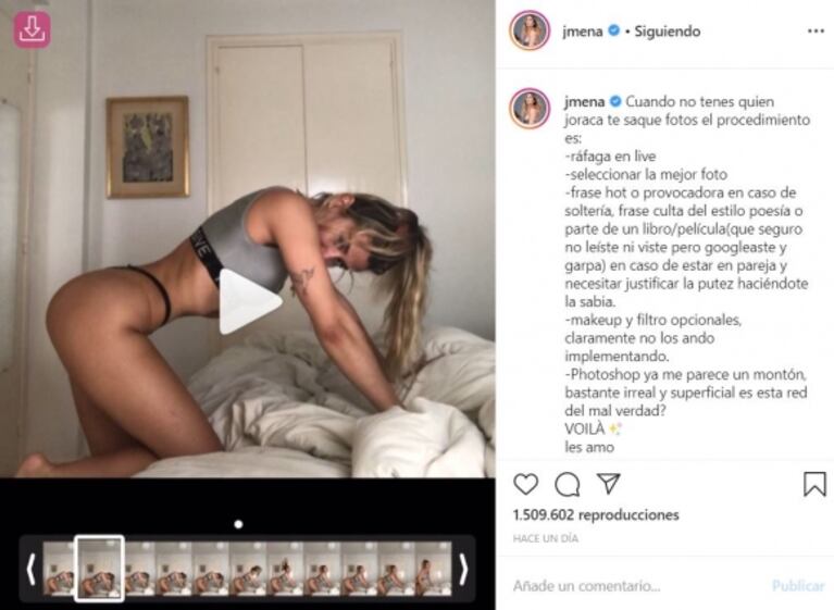 Jimena Barón reveló su secreto para lograr la foto sexy perfecta: "Ráfaga en vivo y elegir la mejor"