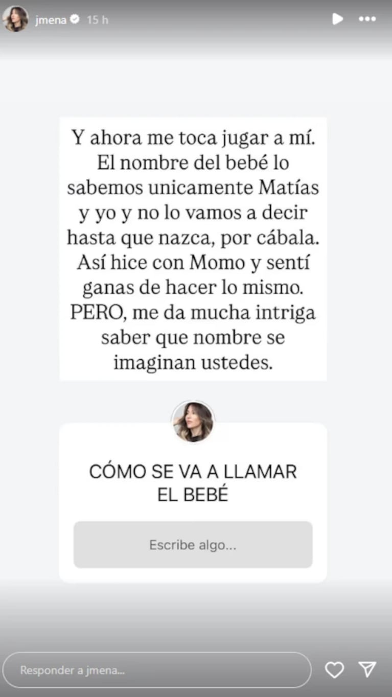 JIMENA BARÓN REVELÓ UN DETALLE CLAVE SOBRE SU BEBÉ PERO SIGUE MANTENIENDO EL NOMBRE EN SECRETO. Credito: INSTAGRAM