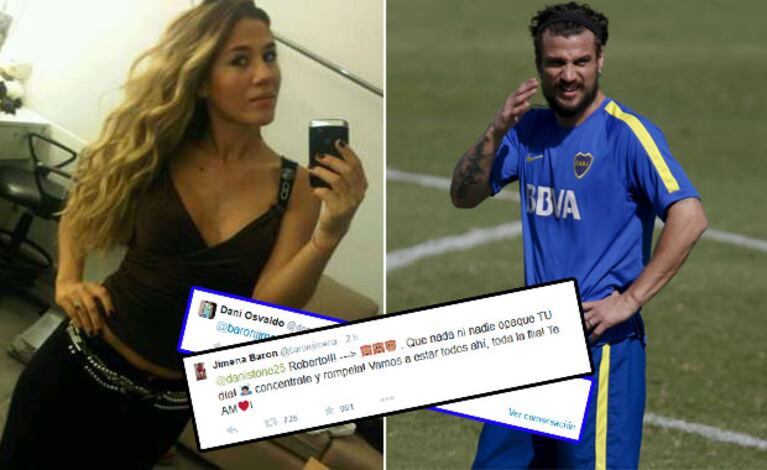 Jimena Barón salió a bancar a Daniel Osvaldo. (Fotos: Web y Twitter)