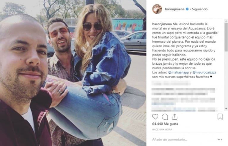 Jimena Barón se accidentó mientras ensayaba para el aquadance: "Me lesioné haciendo la mortal"