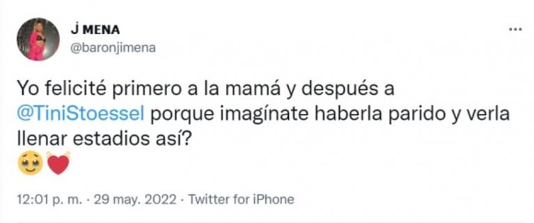 Jimena Barón se declaró fan de Tini Stoessel y contó qué hizo cuando vio a la mamá 