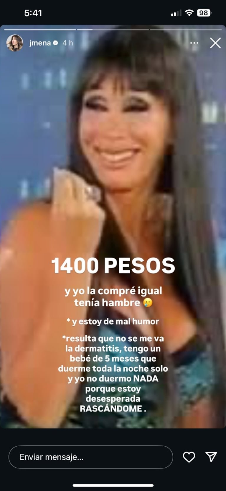 Jimena Barón se quejó por el precio de una manzana: “Estoy de mal humor” | Créditos: Instagram @jmena