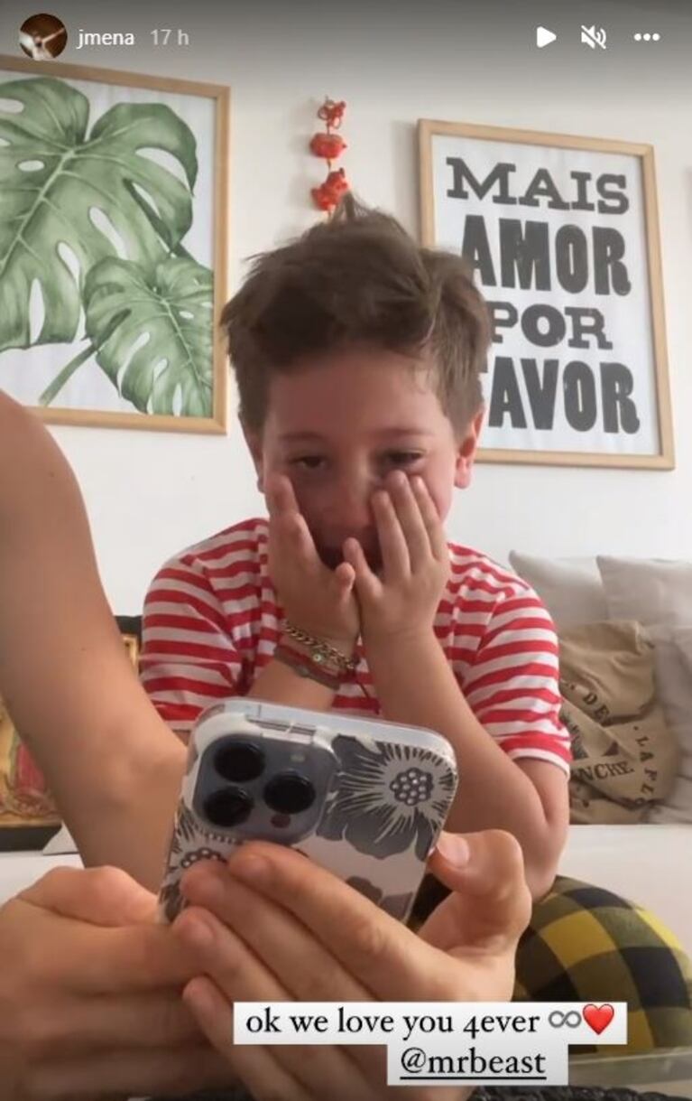 Jimena Barón sorprendió a Momo con un mensaje de su ídolo youtuber y no contuvo el llanto: "Quedó en shock"