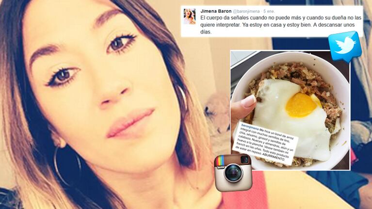 Jimena Barón, tras su internación (Foto: Instagram y Twitter)