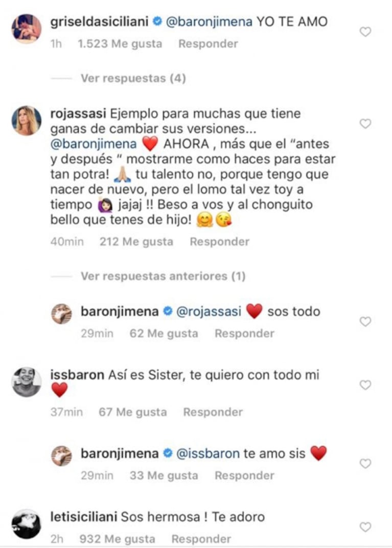 Jimena Barón y el descargo por su 'antes y después' físico: "Lejos de ofenderme, lo posteo yo con orgullo"
