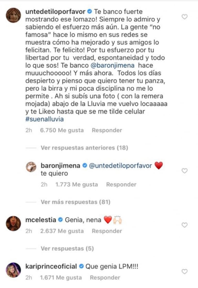 Jimena Barón y el descargo por su 'antes y después' físico: "Lejos de ofenderme, lo posteo yo con orgullo"