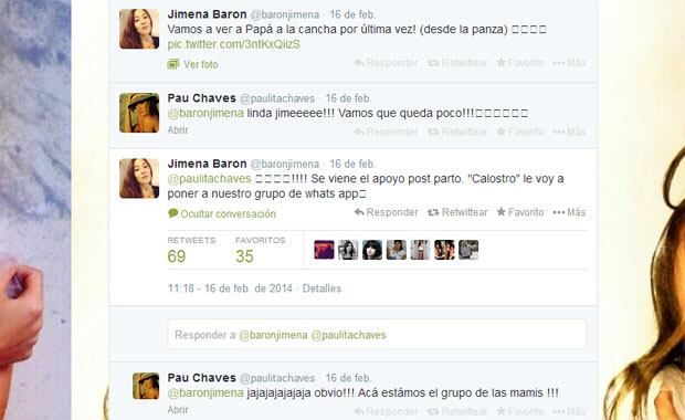 Jimena Barón y Paula Chaves: charlas maternales en Twitter (Fotos: Twitter). 