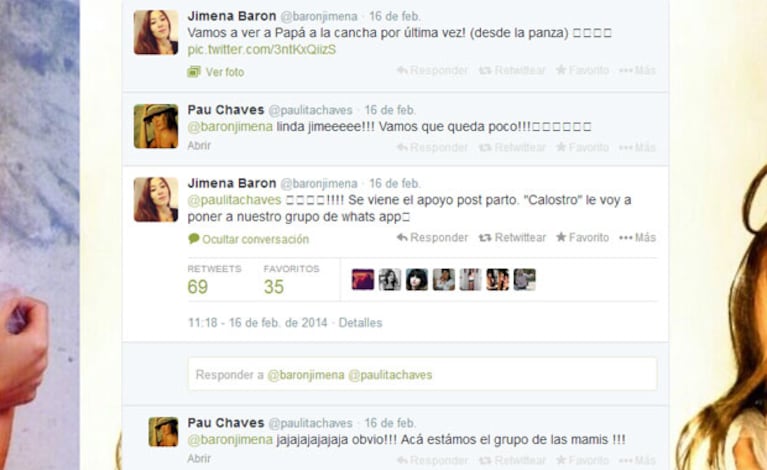 Jimena Barón y Paula Chaves: charlas maternales en Twitter (Fotos: Twitter). 