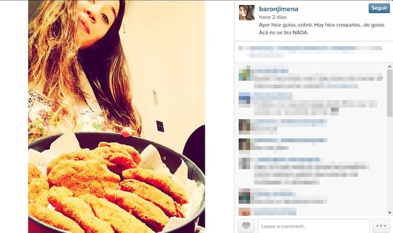 Jimena Barón y sus croquetas... ¡de guiso! (Fotos: Instagram)
