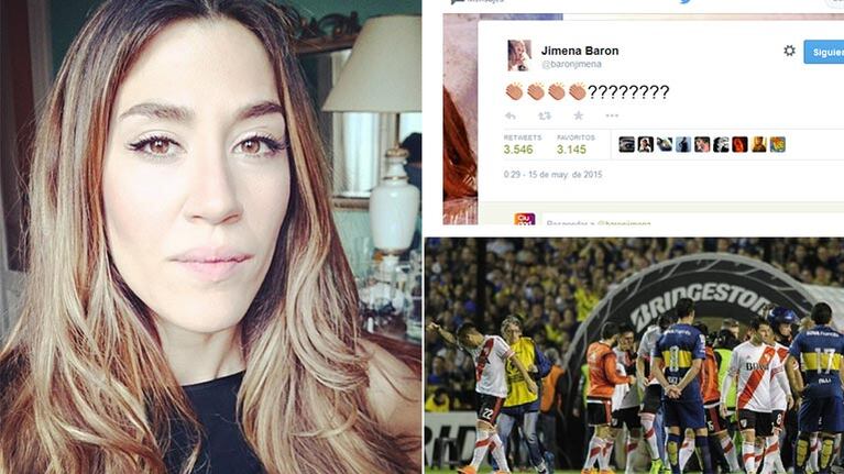 Jimena Barón y sus sensaciones del Superclásico. (Fotos: Twitter, Web e Instagram)