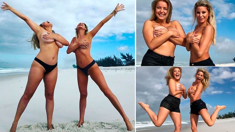 Jimena Cyrulnik con la modelo Paulina Mielczarek en topless