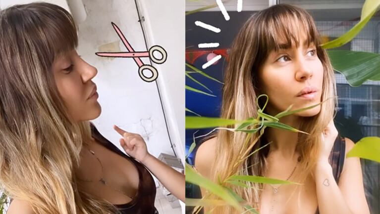 Jimena se animó a hacerse flequillo en pleno aislamiento.