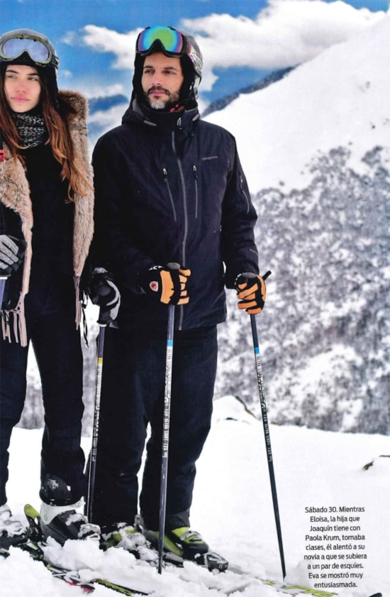 Joaquín Furriel y Eva de Dominici, románticas vacaciones en la nieve: clases de esquí y mucho amor