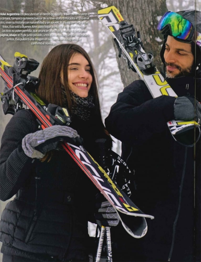 Joaquín Furriel y Eva de Dominici, románticas vacaciones en la nieve: clases de esquí y mucho amor