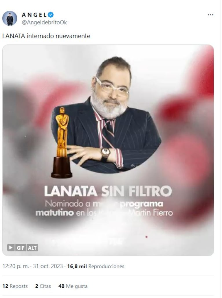 Jorge Lanata internado otra vez.